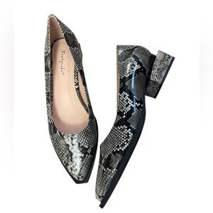 Snake Print Cushioned 2” Block Heel Shoes
